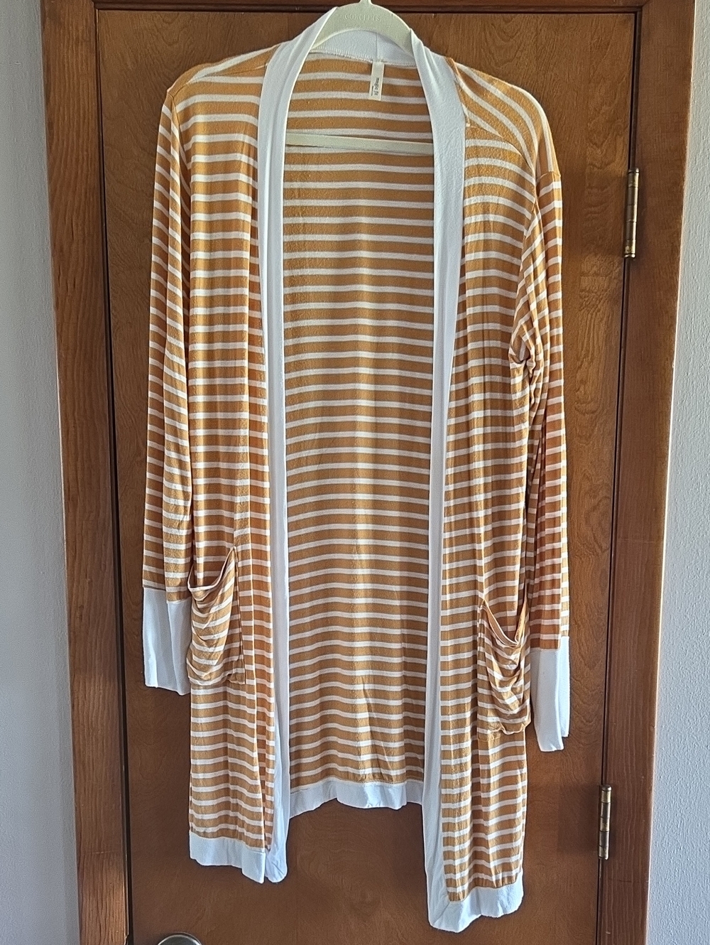 Magic Fit White and Mustard Striped Cardigan